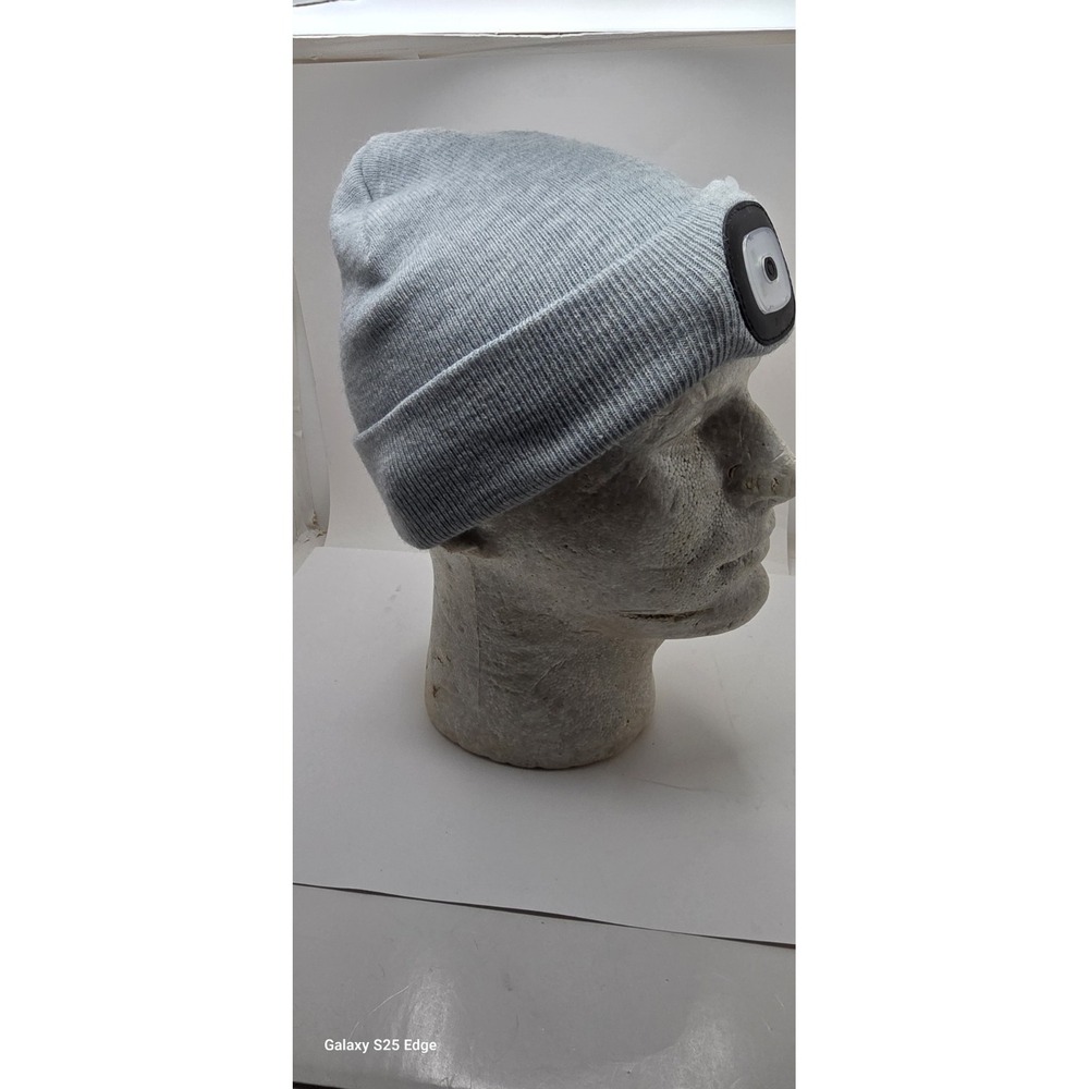 Night Scope Beanie Acrylic Winter Hat Solid Light Blue/Gray.